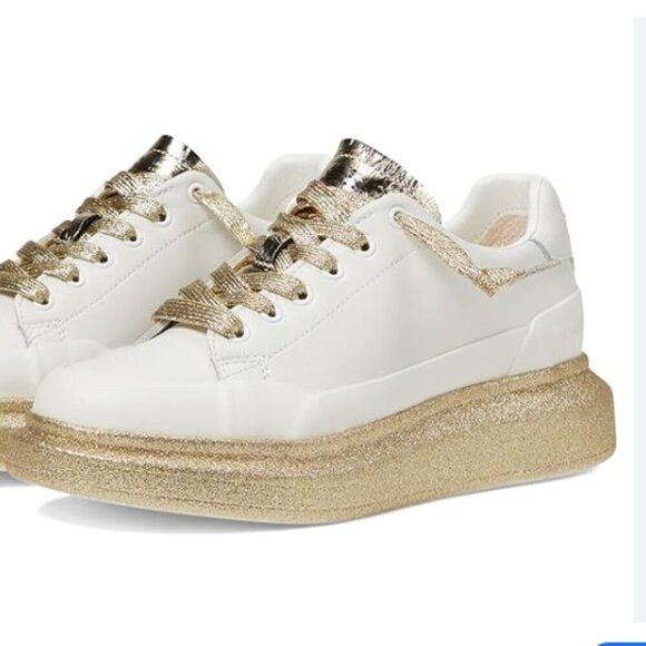 Vintage Havana EST 1964 Tara Sparkly White Leather Platform Sneakers Size 10 - Picture 1 of 9